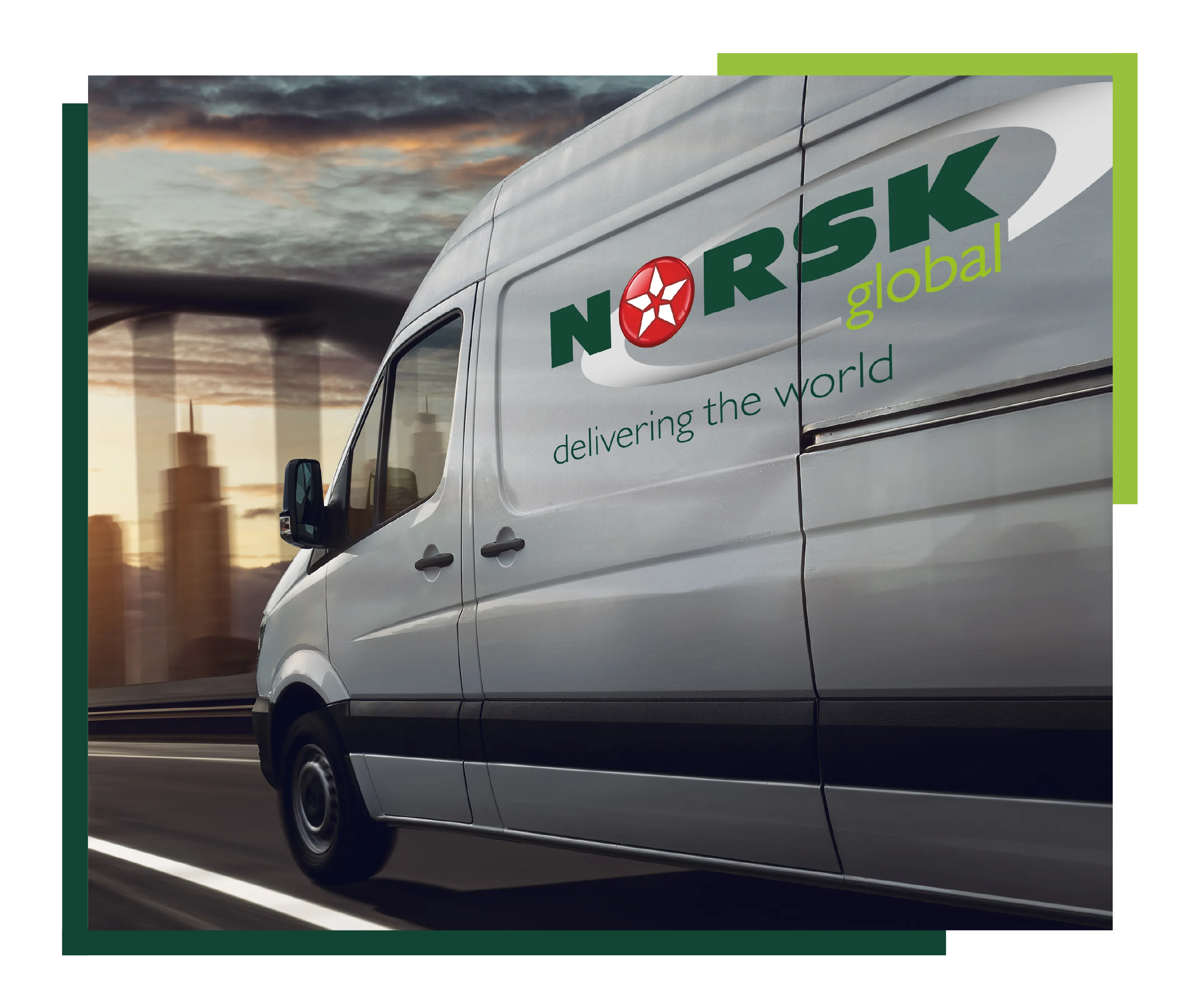 The Norsk Global van travelling through the world.